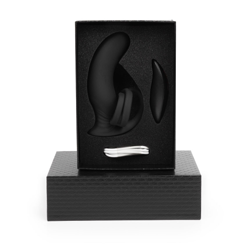 Вибростимулятор простаты с эрекционным кольцом чёрный S-hande - 4