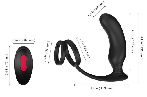 Вибростимулятор простаты с эрекционным кольцом чёрный S-hande - 5