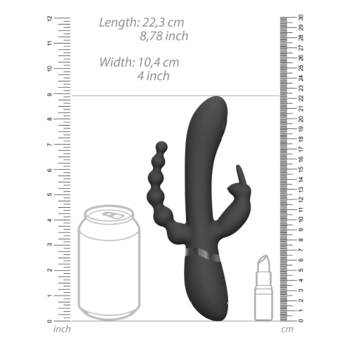 Вібратор 3 в 1 для точки G U A і з відростками для анальної стимуляції та клітора чорний Vive Rini - 5