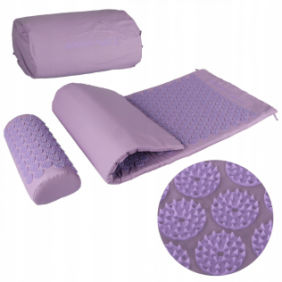 Килимок акупунктурний із валиком SportVida Аплікатор Кузнєцова 130 x 50 см SV-HK0411 Purple/Purple