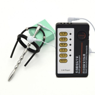 Эрекционное кольцо с пробкой для пениса с электростимуляцией