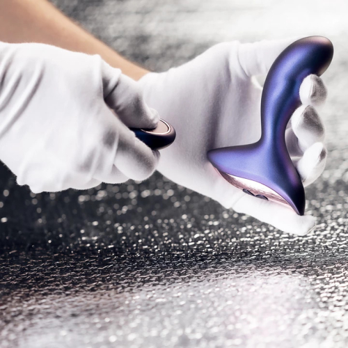 Вибромассажёр простаты с пультом ДУ фиолетового цвета Hueman - 6