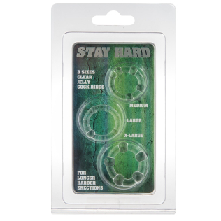 Кільця ерекційні 3 штуки прозорого кольору Toy Joy STAY HARD