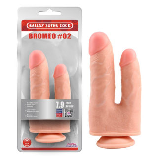 Подвійний фалоімітатор реалістичний на присосці тілесного кольору Chisa Bromeo