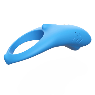 Эрекционное виброкольцо голубого цвета Boss series Shark 