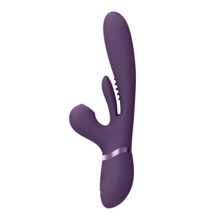 Вибратор Пульсатор для точки G A K и с двумя отростками для клитора с вибрацией и вакуумной стимуляцией фиолетовый Vive Kura