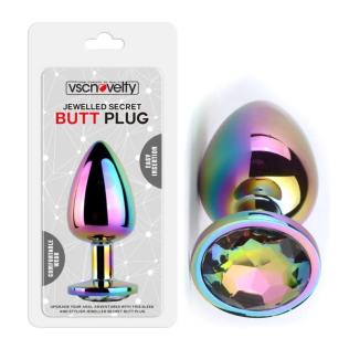 Анальная пробка с камнем Хамелион Jewelled Secret Butt Plug Rainbow Medium