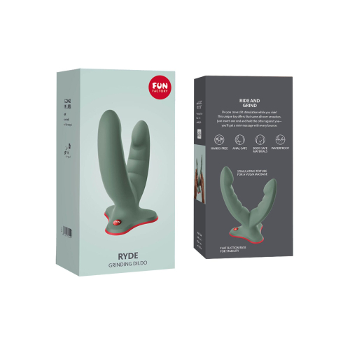 Подвійний фалоімітатор гнучкі стовбури на присосці зеленого кольору Fun Factory RYDE - 10