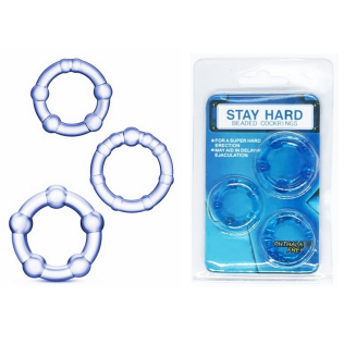 Набор эрекционных колец на член голубого цвета SKN Stay hard 3 штуки