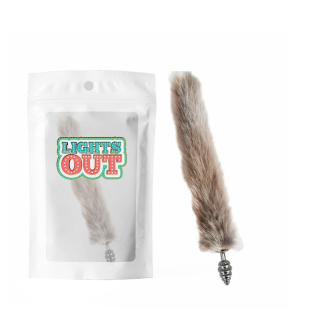 Анальная пробка спиралевидная металлическая серебристого цвета с серым хвостом Cnt Foxs Spiral