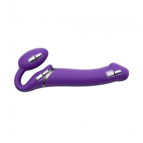 Безремневий страпон з вібрацією і пультом ДУ Strap-On-Me Vibrating Violet m діаметр 3,3 см - 4