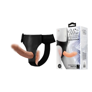 Ремінний подвійний страпон із двома реалістичними фалоімітаторами тілесного кольору Lybaile BAILE Double Dildos Strap On