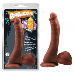 Фалоімітатор з мошонкою реалістичний на присосці коричневого кольору Chisa Cruel Intention