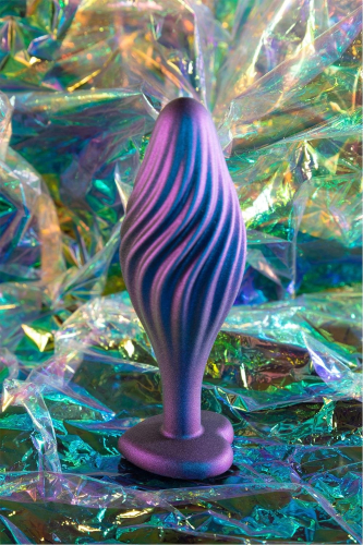 Анальна пробка рельєфна фіолетова із сріблястим камінчиком у формі серця Blush Anal Adventures Matrix - 4