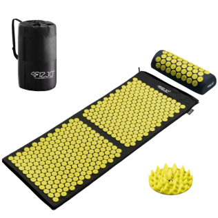 Килимок акупунктурний з валиком 4FIZJO Аплікатор Кузнєцова 128 x 48 см 4FJ0087 Black/Yellow