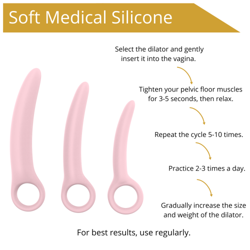 Набір вагінальних розширювачів із кільцями рожевого кольору Erospace Sweet Play Pelvic Floor Muscles Training Set модель A13 3 штуки - 8