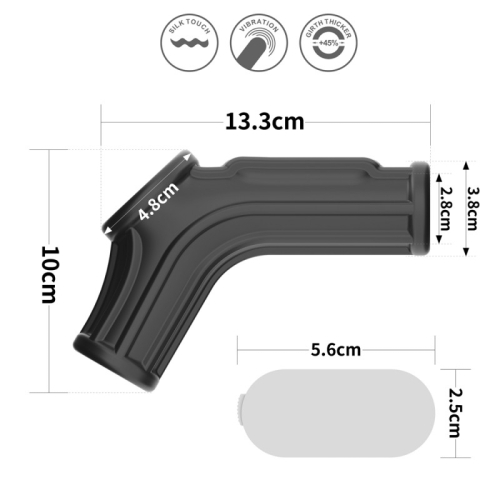 Вібронасадка на член і мошонку з горизонтальними реберцями по всій довжині чорного кольору Lovetoy - 2