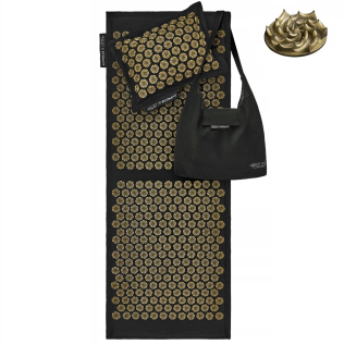 Килимок акупунктурний з подушкою 4FIZJO Eco Mat Аплікатор Кузнєцова 130 x 50 см 4FJ0291 Black/Gold