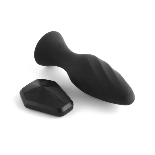 Анальна вібропробка з каменем та пультом дистанційного керування Fervent Remote Control Vibrating Silicone Butt Plug чорного кольору - 3