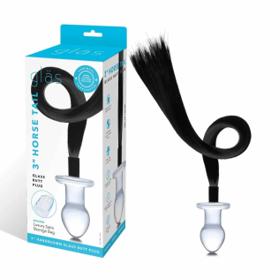 Анальна скляна пробка з хвостиком Gildo Glass Horse Tail