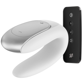 Вибратор для двоих управляемый телефоном Сатисфаер Satisfyer Double Fun белый