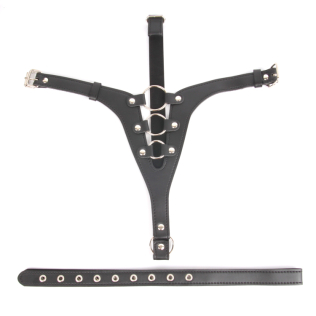 Трусики для ношения страпона цвет чёрный PVC