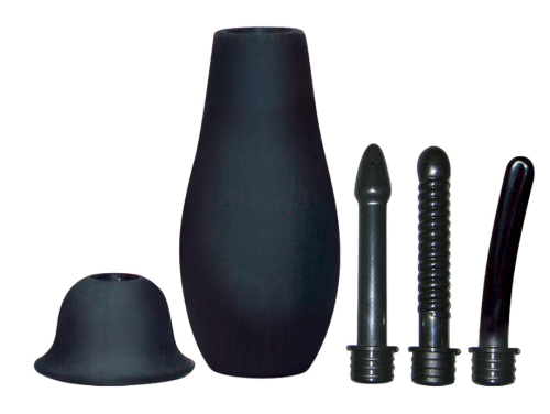 Анальный душ Bad Kitty Douche с тремя насадкамичерный - 3