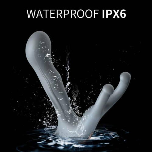 Вибратор для простаты с эрекционным кольцом и пультом дистанционного управления серого цвета Lockink - 4