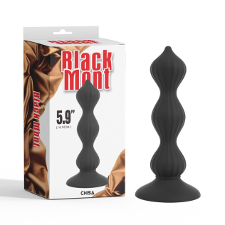 Анальная пробка рельефная на присоске черного цвета Chisa