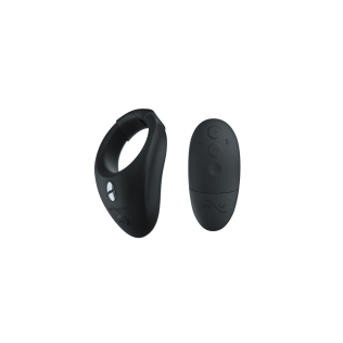 Эрекционное смарт виброкольцо с регулировкой размера с пультом ДУ  черного цвета We Vibe Bond 