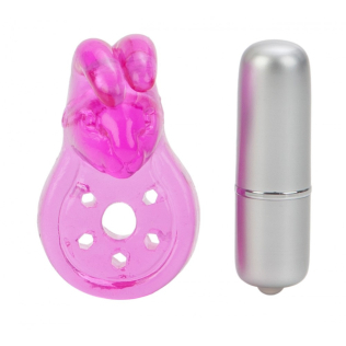 Эрекционное виброкольцо розового цвета California еxotic novelties Micro Vibe Arouser Bunny