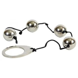 Анальные шарики металлические на мягкой сцепке серебристого цвета Seven Creations 