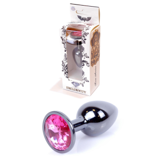 Анальная пробка S серебристого цвета с кристаллом малинового цвета BOSS of TOYS Jewellery PLUG 