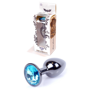 Анальна пробка S сріблястого кольору із кристалом блакитного кольору BOSS of TOYS Jewellery PLUG