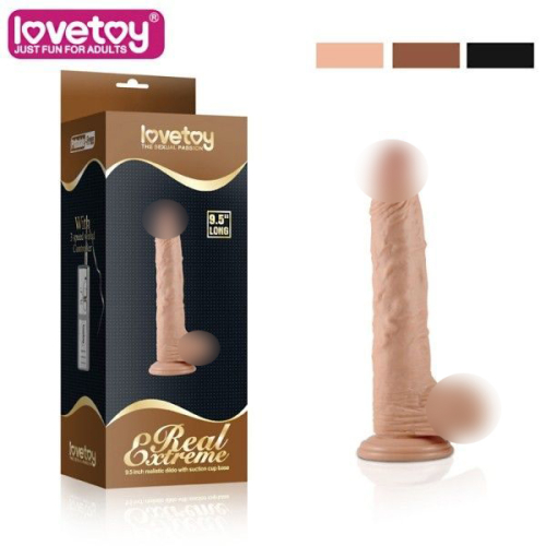 Великий 24/4 см реалістичний фалоімітатор на присоску 24 см Lovetoy Real Extreme - 1