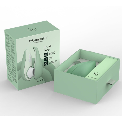 Вакуумный клиторальный стимулятор силиконовый салатового цвета Womanizer Liberty 2 - 8
