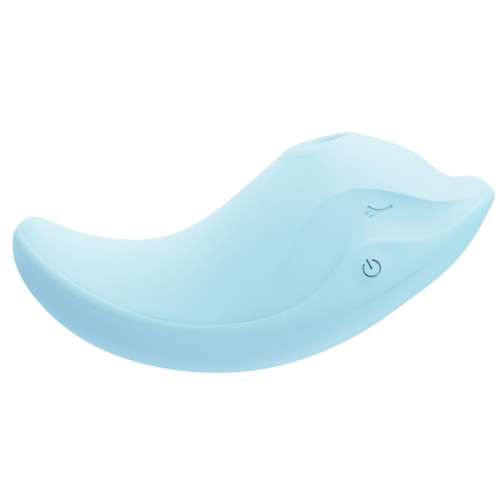 Массажер для клитора с вакуумной и вибростимуляцией в виде игривого дельфинчика голубого цвета CuteVibe Heidi - 3