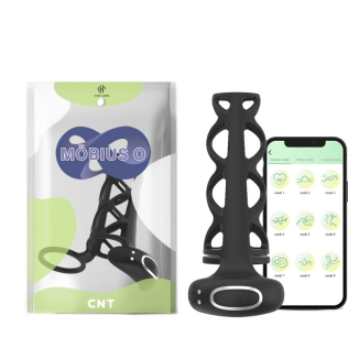 Смарт вібронасадка на член для подвійного проникнення чорна з пультом керування Cnt Pleasure dildo Ring Vibrator 2