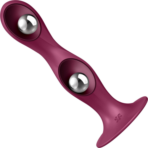 Дилдо силиконовое с двумя тяжелыми шариками бордовое Satisfyer Double Ball-R - 3