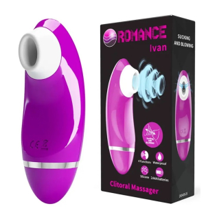 Силиконовый вакуумный стимулятор клитора водоустойчивый фиолетовый Baile ROMANCE IVAN