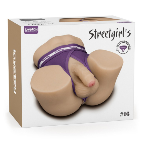 Мастурбатор з анусом та пенісом тілесного кольору зі стрінгами в комплекті Lovetoy Streetgirls #16 with Dildo - 1