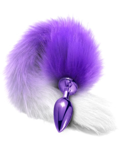 Анальная пробка с хвостом фиолетового цвета NS Novelties Global Novelties Nixie Metal Butt Plug With Ombre Tail Purple Metallic - 1