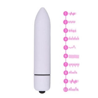 Вибропуля для клитора белая с 10 режимами вибрации Foxshow