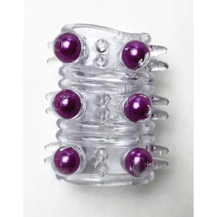 Насадка на член с бусинками стимулирующая фиолетового цвета SKN