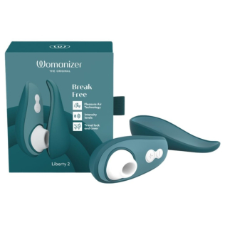 Вакуумный клиторальный вибратор синего цвета Womanizer Liberty 2 