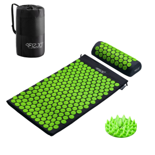 Килимок акупунктурний з валиком 4FIZJO Аплікатор Кузнєцова 72 x 42 см 4FJ0043 Black/Green