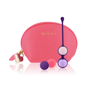 Вагинальные силиконовые шарики с держателем разных цветов Rianne S Pussy Playballs Coral Rose 4 штуки