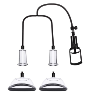 Вакуумная помпа для груди и сосков прозрачно черного цвета Men Powerup Passion Pump