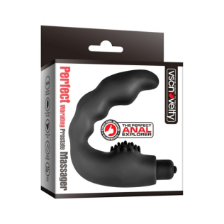 Анальный вибромассажер с пупырышками для клитора черного цвета Vscnovelty Perfect Vibrating Prostate Massager