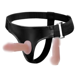 Ременной реалистичный страпон с двумя насадками телесного цвета Baile Jessica